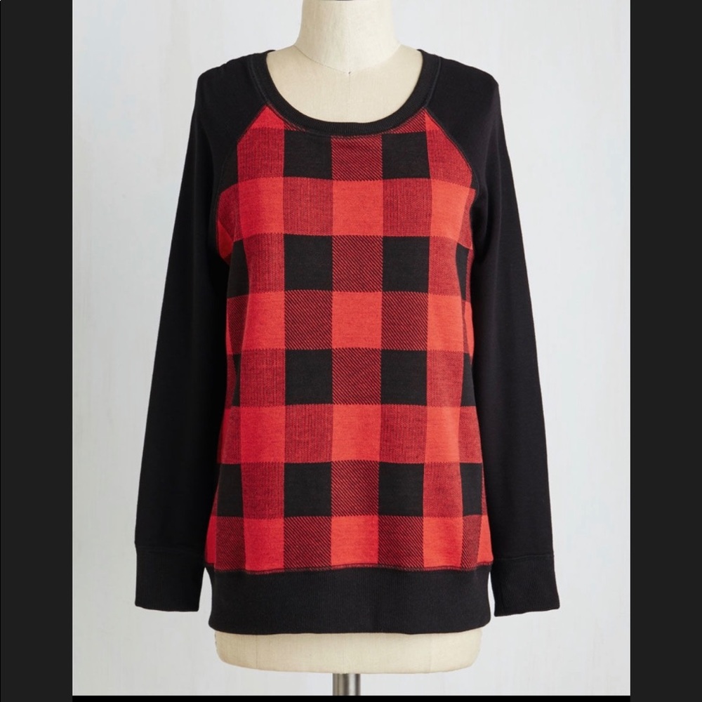 Modcloth Red Plaid Sweatshirt